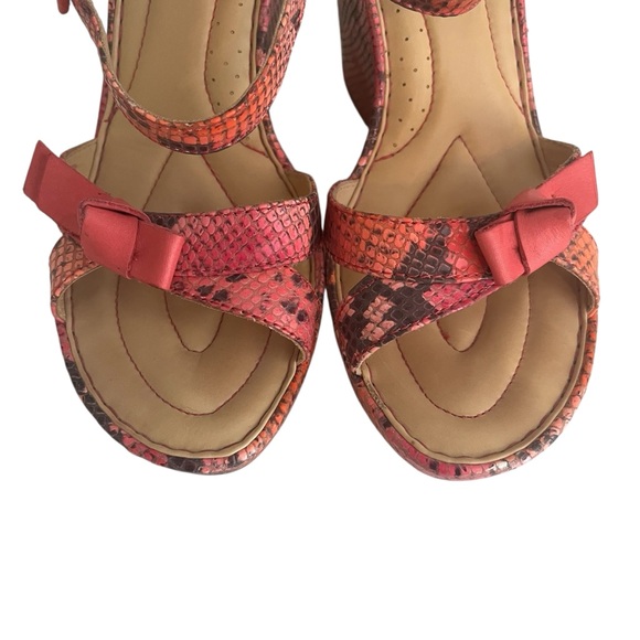 Born Crown Pink/Orange Faux Snakeskin Wedge Platform Sandal 10 - Picture 3 of 8